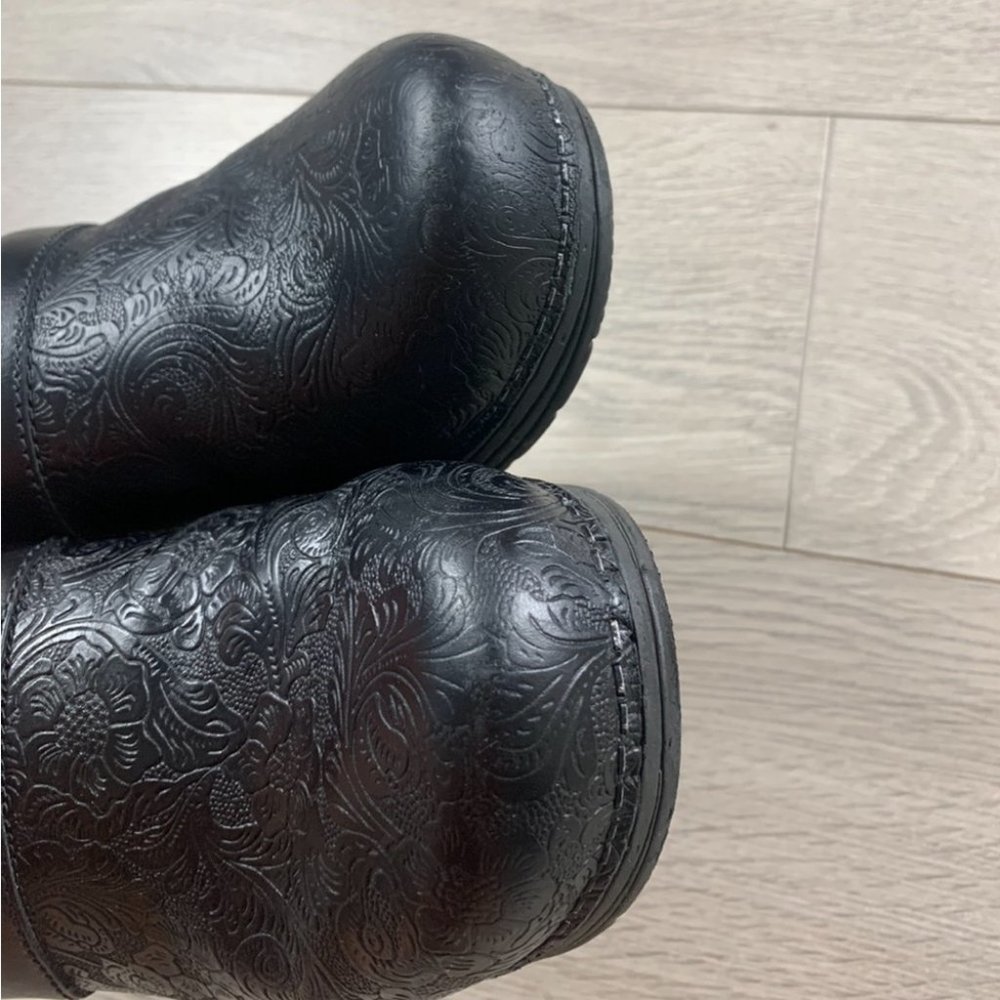 DANSKO Black LT PRO Nursing Clog Shoes Floral Tooled - Picture 4 of 11